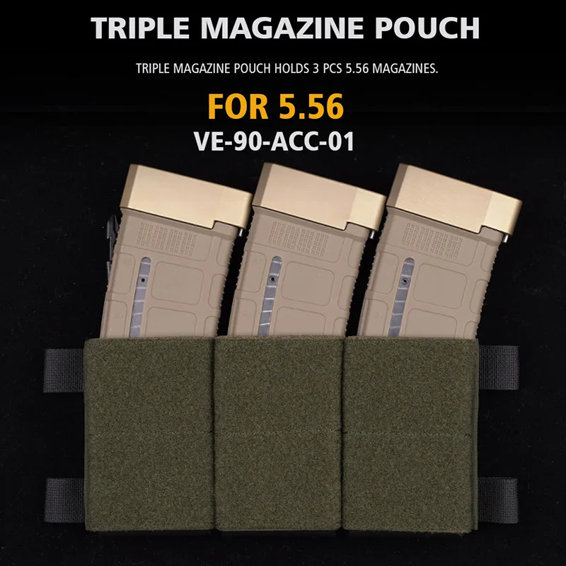 Bolsa Triple para revistas 5,56/7,62 para chaleco táctico LV119/HSP/Scarab con hebilla de tamaño 2,5 CM bolsas Airsoft Mag - imagen 3