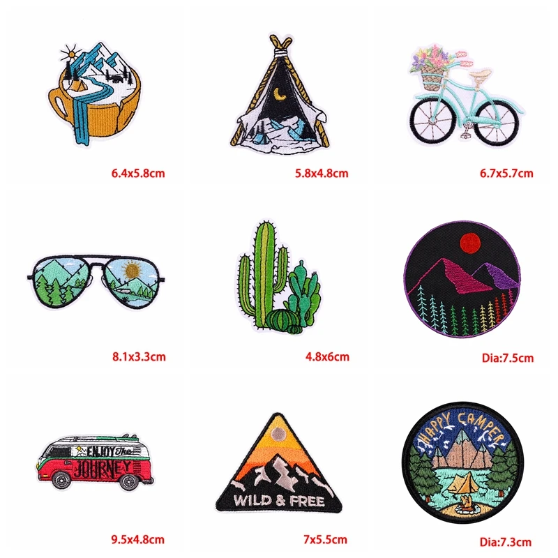 Parches bordados para acampar al aire libre y montaña, 10 Uds., para ropa, chaquetas, pantalones vaqueros, sombreros, insignias para coser, parches para planchar para ropa DIY - imagen 3