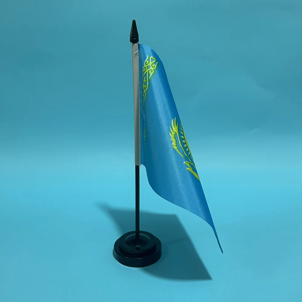 BANDERA DE SKY, bandera de escritorio de oficina de Kazajstán, 14x21cm, poliéster, pancarta de Kazajstán, adornos de escritorio, banderas para decoración - imagen 5