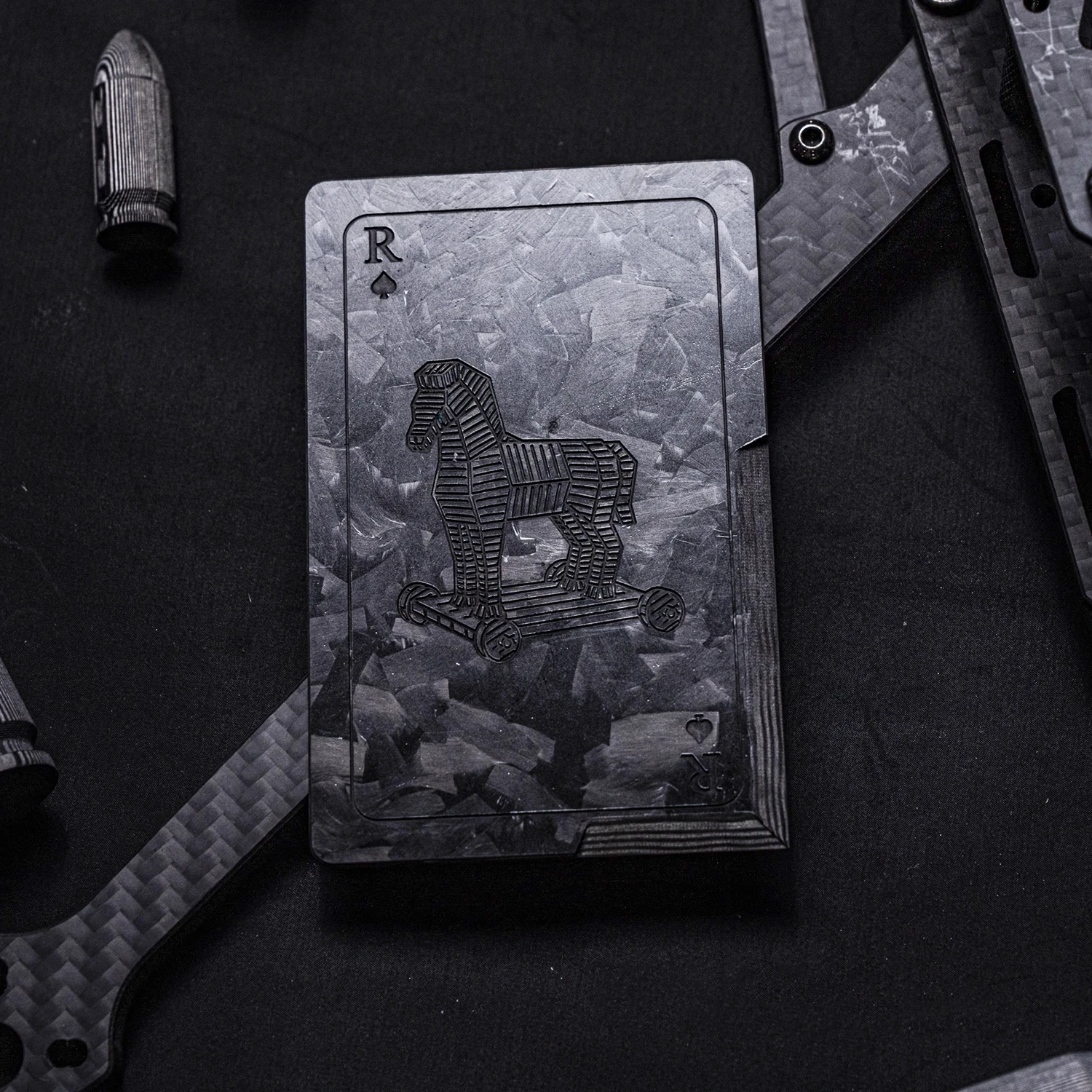 Parche de fibra de carbono forjado para laboratorio de Krypton extremo, esquemas de Troya, tarjeta de cuchillo, insignia táctica de esqueleto de mil manos con gancho - imagen 4