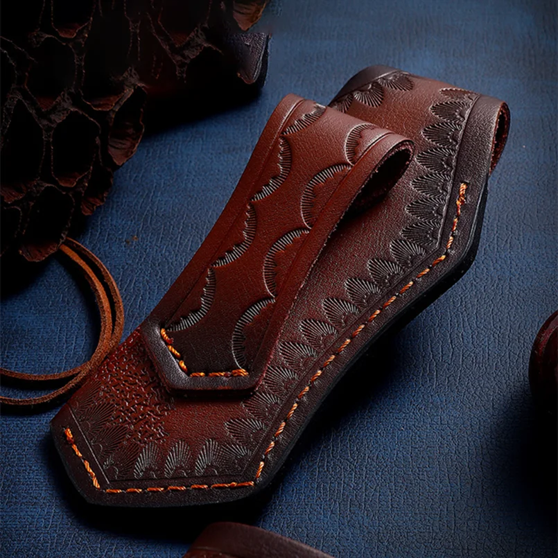 Alicates plegables de cuero de vaca genuino, funda con hebilla turquesa EDC, herramientas para exteriores, Funda de cuero de vaca, 10 unidades por lote - imagen 3