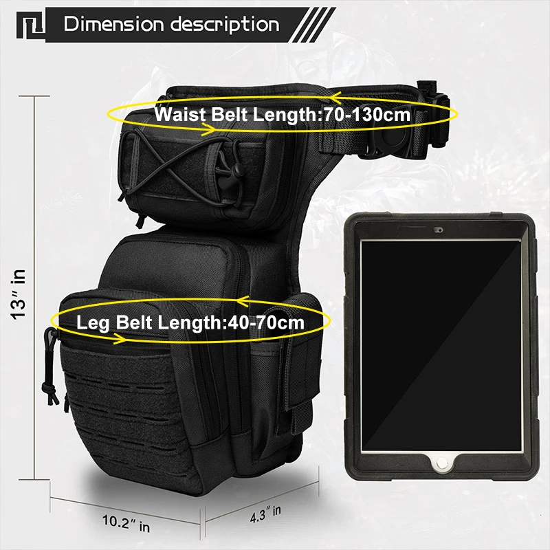 Bolsa táctica para pierna, herramienta de utilidad de nailon duradera, bolsa para cinturón, cintura ecológica militar ajustable, bolsas multifuncionales para caza al aire libre - imagen 2