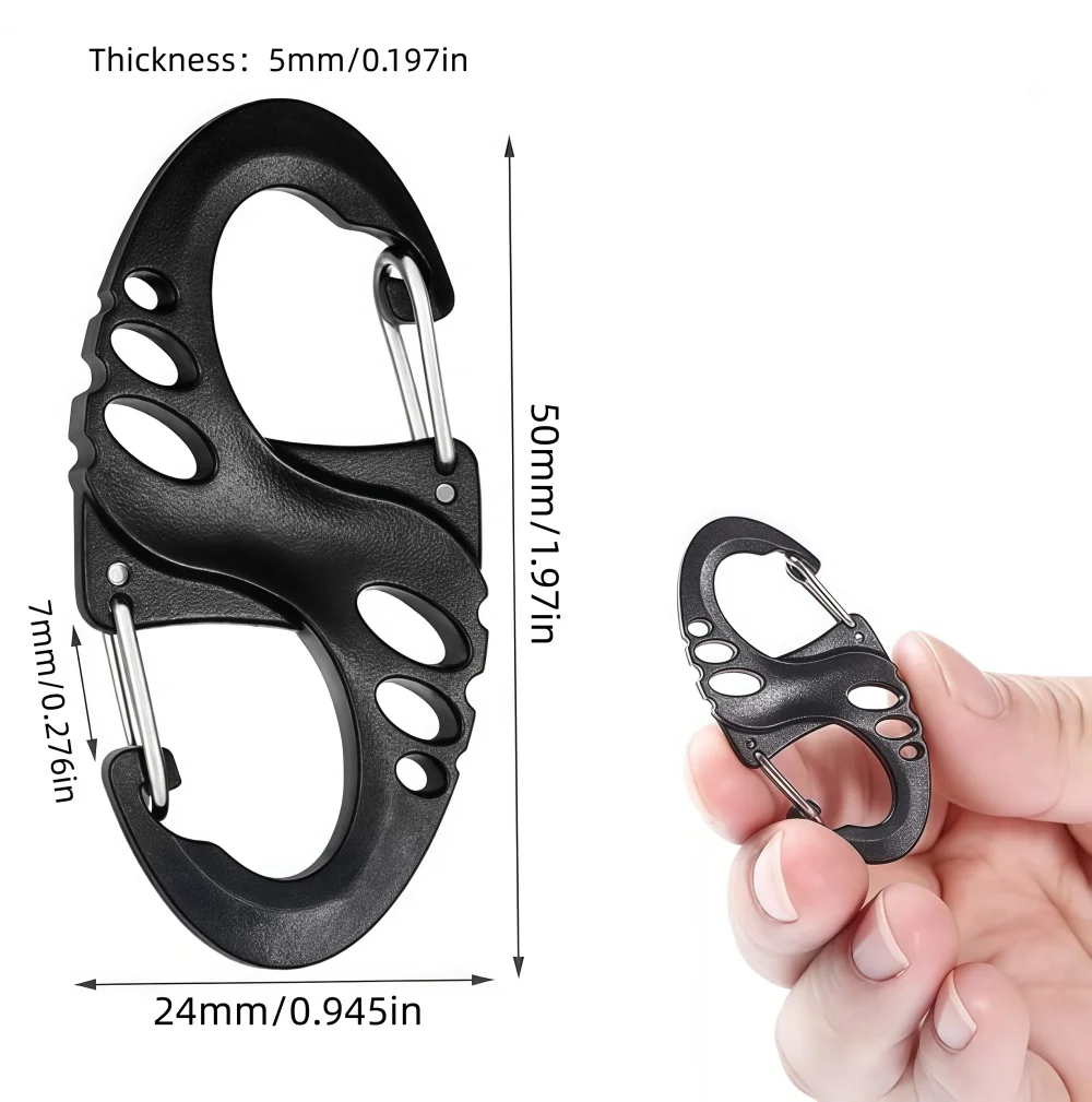 Gancho de escalada al aire libre RoYishi, mosquetón tipo S, llavero de doble hebilla, gancho de escalada de acero y plástico para acampar al aire libre, 5-50 Uds. - imagen 3