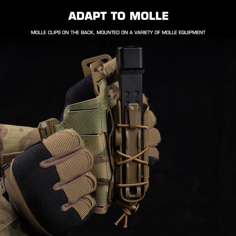 Bolsa táctica para revistas de pistola, bolsa con soporte para Mag de 9mm/45ACP, sistema Molle de liberación rápida ajustable, equipo Airsoft para caza y tiro - imagen 4