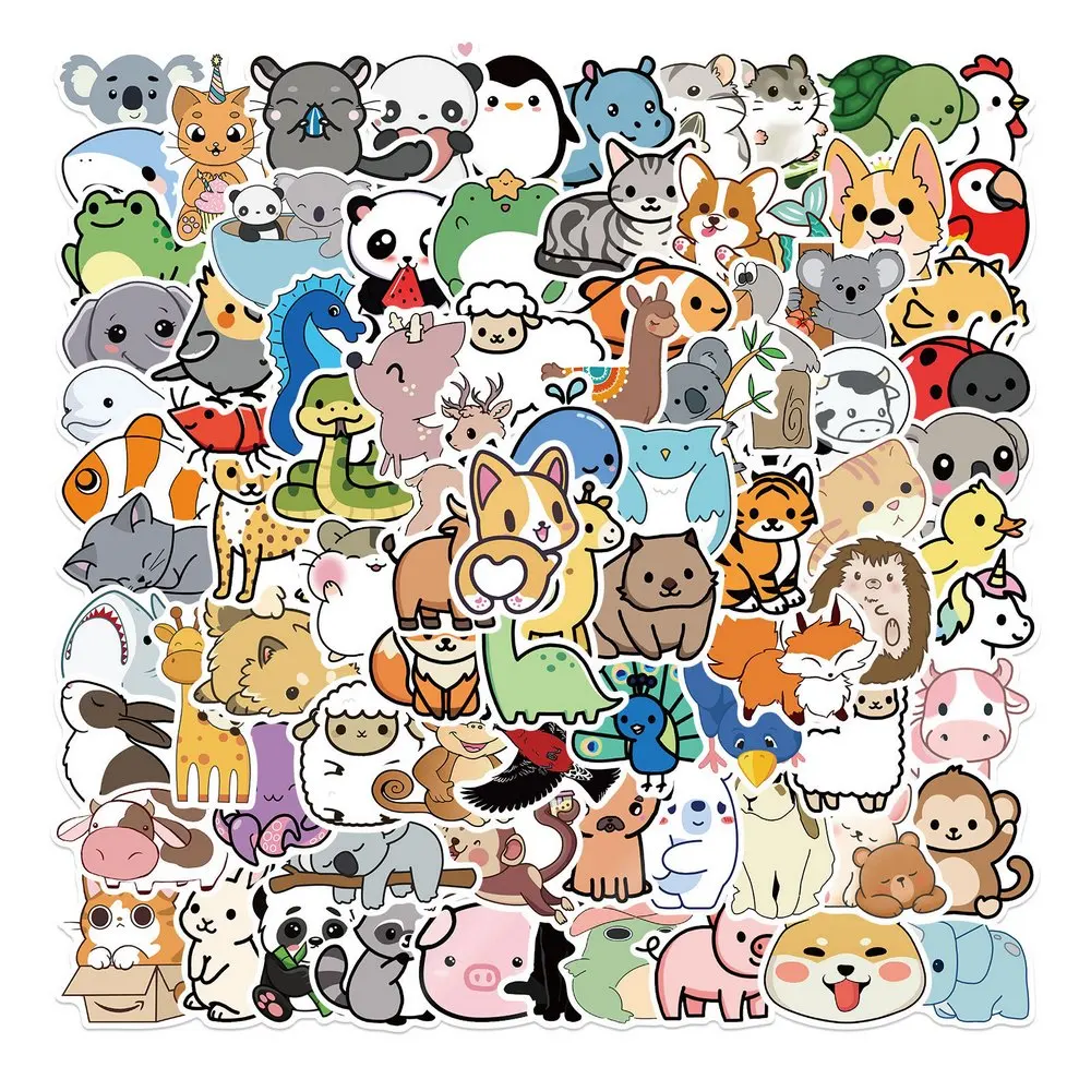100 Uds pegatinas de animales lindos de dibujos animados funda de teléfono portátil diario cuaderno pegatina de libro de recuerdos pegatina de mascotas para niños niña regalo juguete - imagen 2
