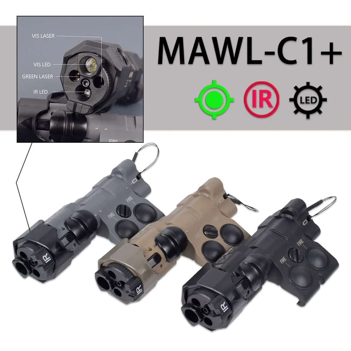 PEQ-15 de plástico de nailon NGAL DBAL-A2 MAWL, Láser de Punto Verde/rojo, indicador de versión IR, luz LED para riel de 20mm, Arma de Airsoft, explorador - imagen 3