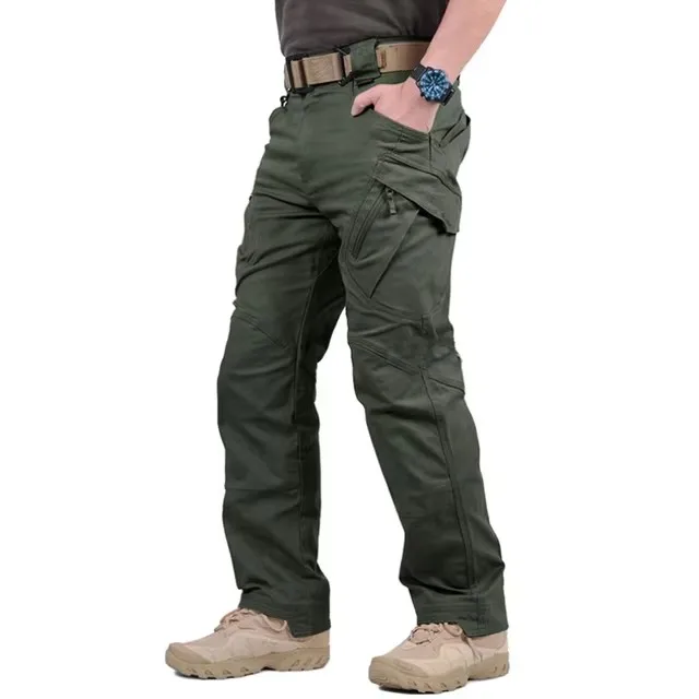 Pantalones Cargo impermeables para hombre, pantalones elásticos con múltiples bolsillos para hombre, pantalones para correr al aire libre, pantalones de senderismo tácticos de talla grande - imagen 4