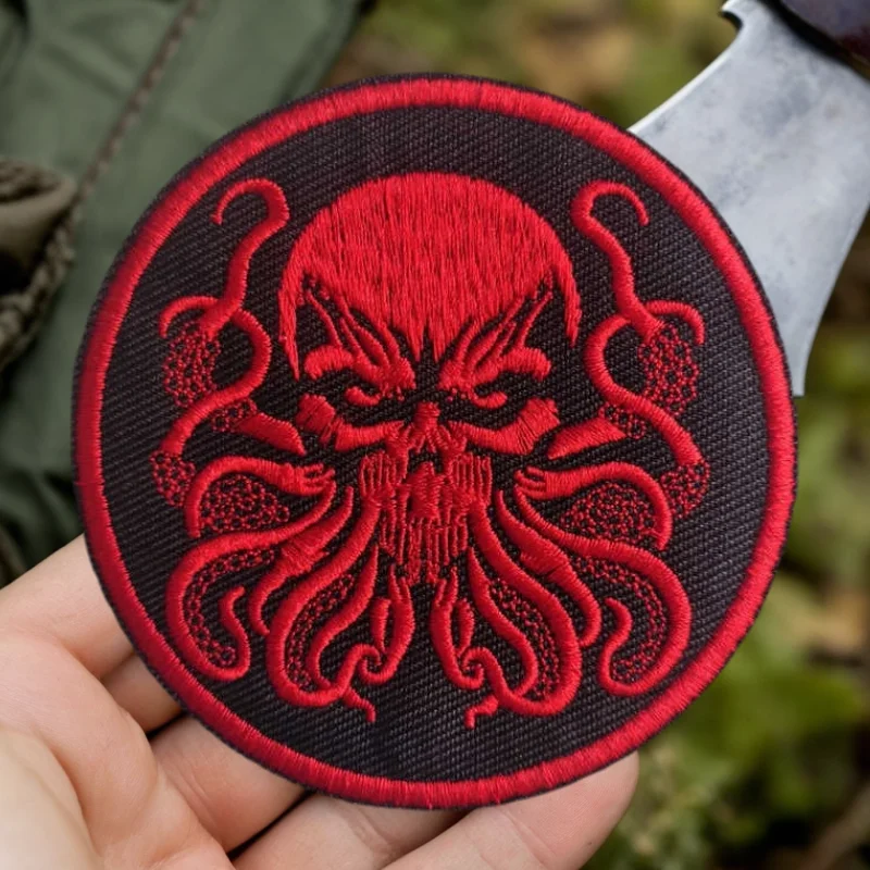 Parche bordado pulpo malvado con velcro gancho y bucle táctica - imagen 4