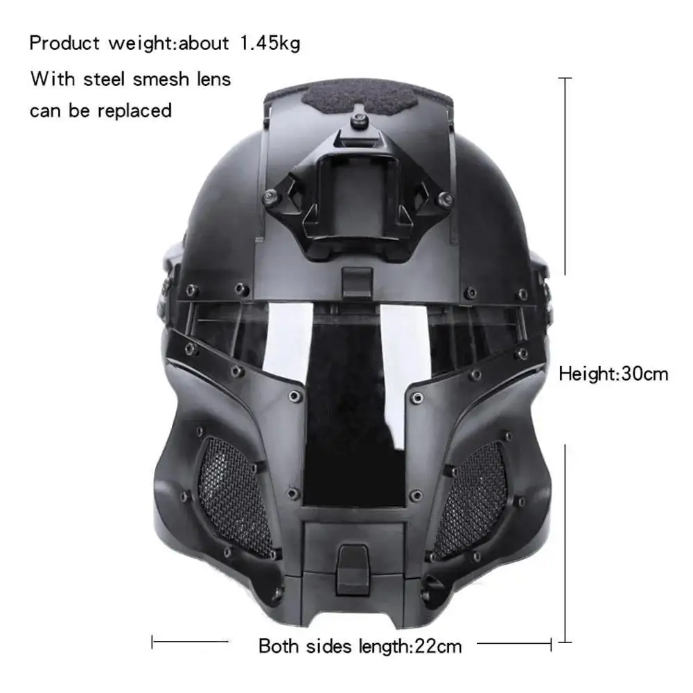 Casco táctico Modular Medieval Iron Warrior, protector de Paintball Airsoft, lentes reemplazables, equipo de ciclismo para deportes al aire libre - imagen 2