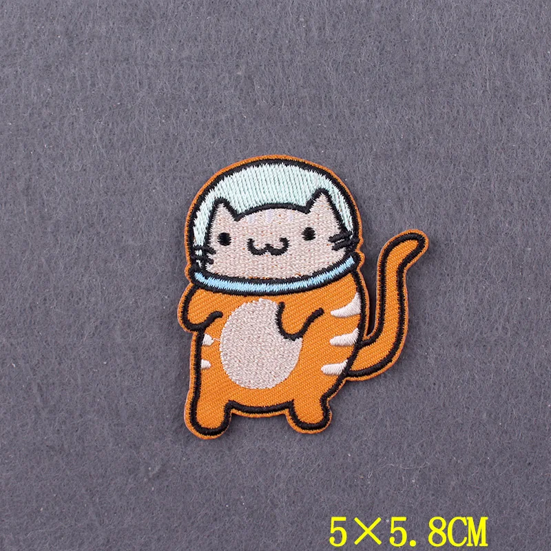 Parche de gato bordado para planchar en la ropa, parches de lazo de gancho a rayas, insignias de ropa en mochila, cosas de dibujos animados - imagen 5