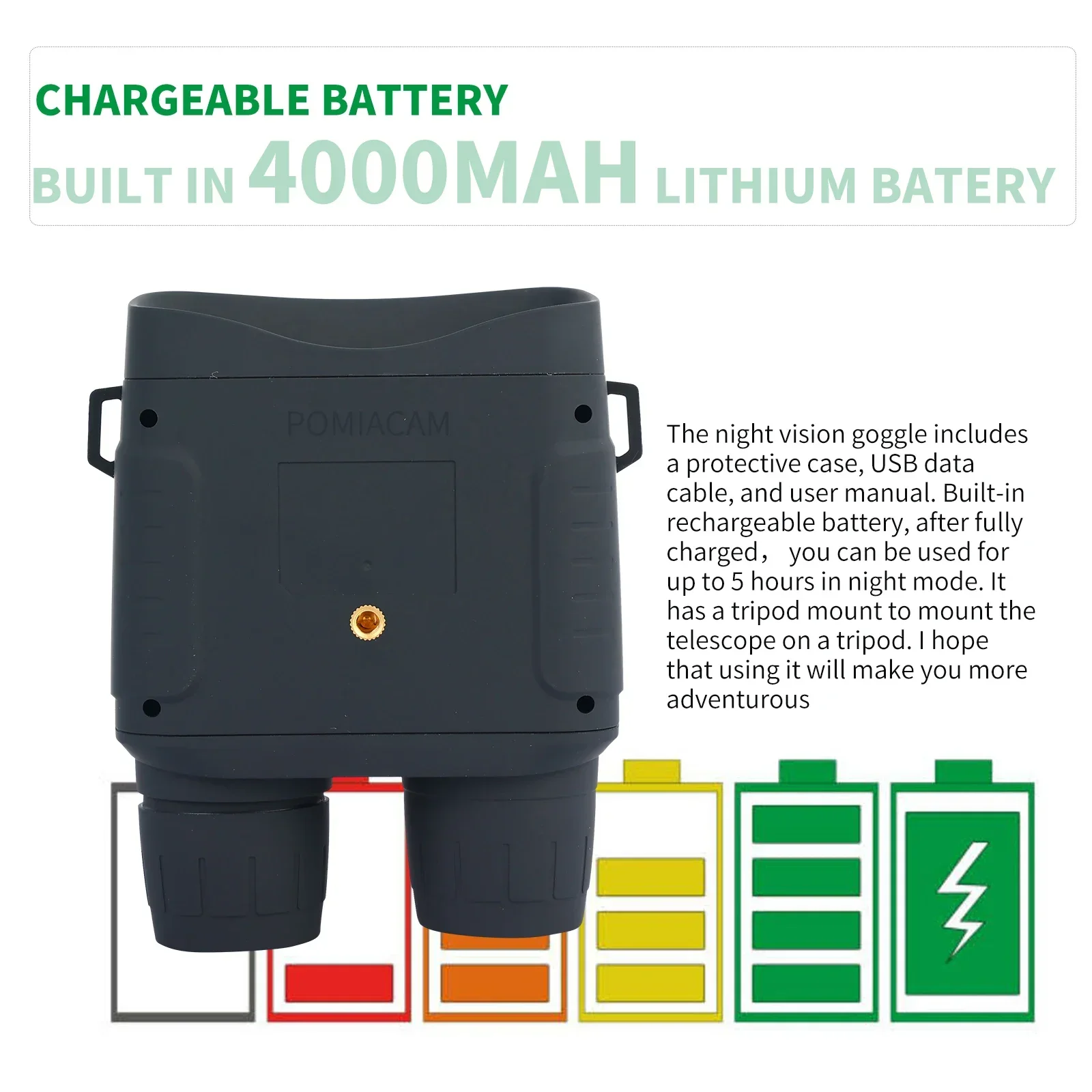 Binocular de visión nocturna de 3 pulgadas para exploración, gafas HD de 1080P para exteriores para caza NV4000, telescopio Digital infrarrojo con Zoom 5x para acampar - imagen 5