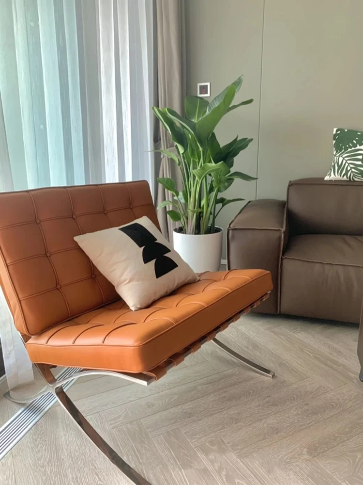 Sofá individual con personalidad de lujo, sillón italiano ligero, sala de estar de cuero, balcón - imagen 5