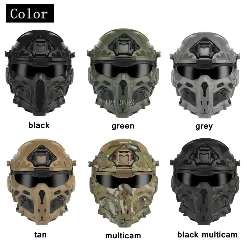 Casco táctico totalmente cubierto, cascos para juegos de Paintball Airsoft Cs con auriculares de comunicación, Protector de cabeza para caza y tiro - imagen 2