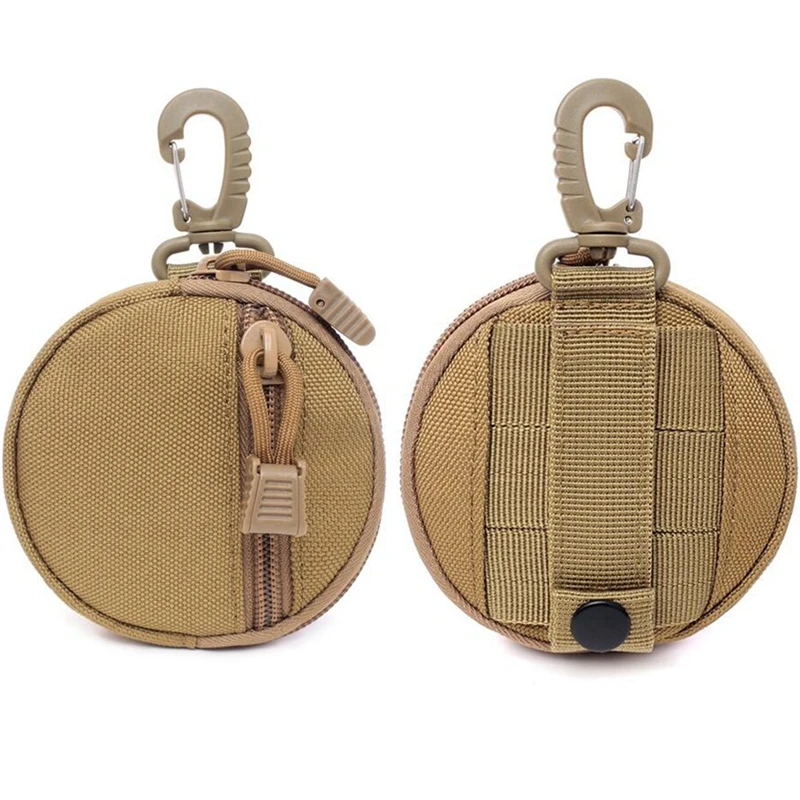 Molle-bolsa EDC redonda para herramientas tácticas, accesorios para exteriores, llavero pequeño, soporte para máscara, equipo de utilidad para exteriores, 2 piezas