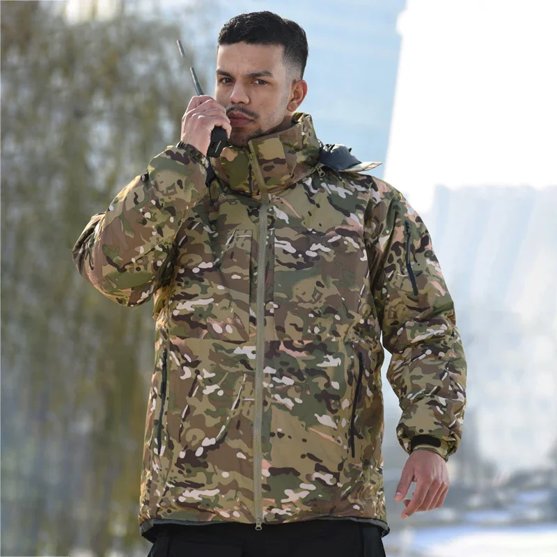 Conjunto de caza al aire libre para invierno, chaqueta impermeable gruesa y cálida de camuflaje, pantalones, ropa para hombre, uniforme táctico, trajes Ghillie resistentes al desgaste - imagen 5