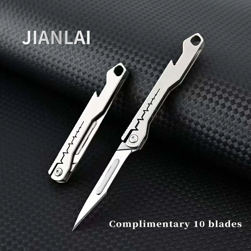 Cuchillo plegable EDC con abridor de botellas titanio, camping - imagen 2