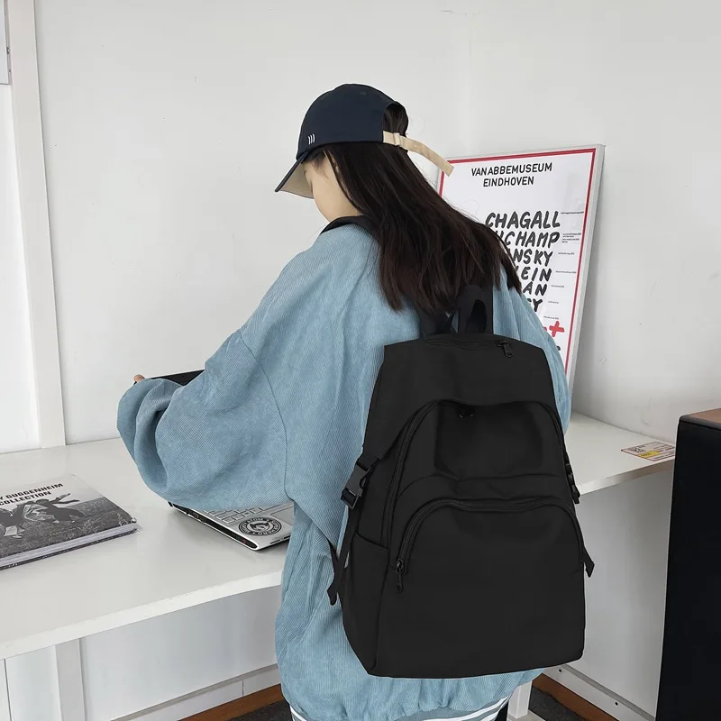 Lawaia mochila escolar de gran capacidad para niña, Color sólido, mochila para estudiante universitario, mochila impermeable para escuela secundaria japonesa para mujer - imagen 4