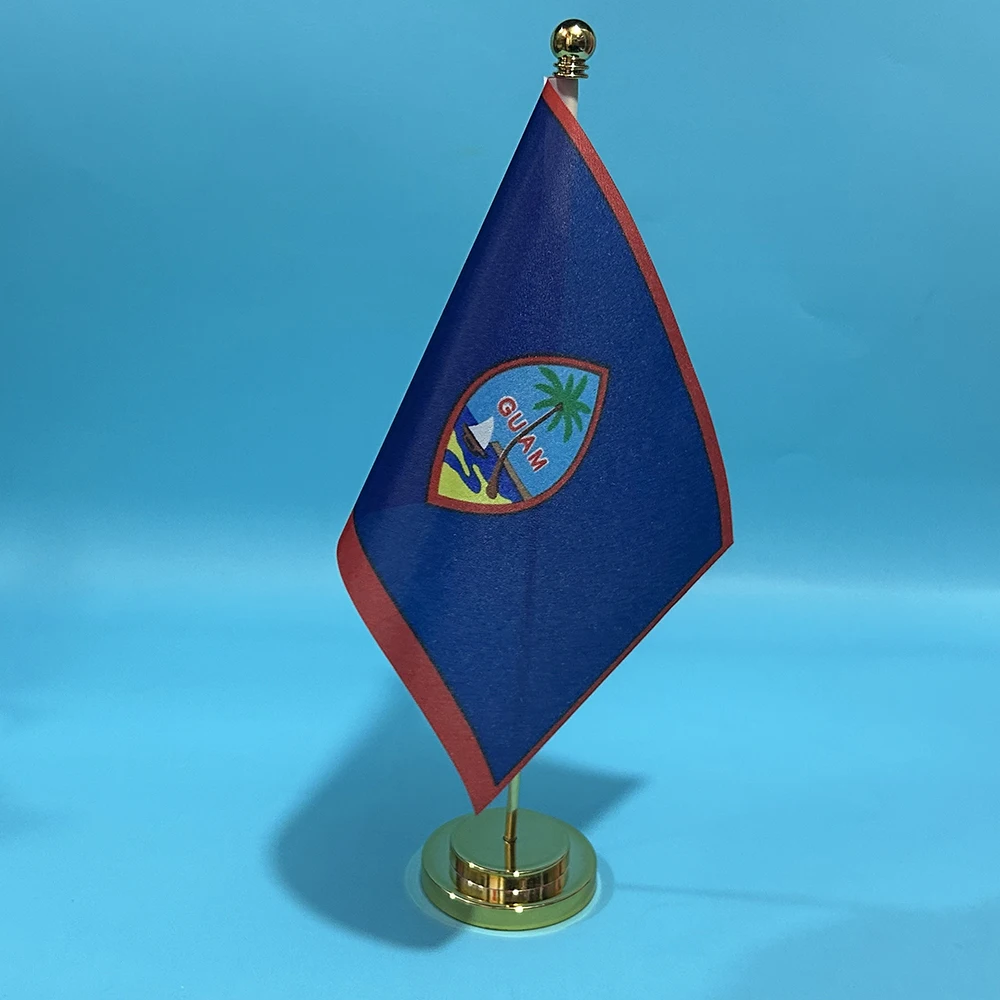 BANDERA SKY escritorio de oficina pequeña bandera de Guam 14x21cm poliéster bandera nacional de Guam bandera de país adornos de escritorio banderas - imagen 3