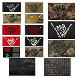 Insignia de identificación IR de dedo de calavera que brilla en la oscuridad, Parche de gancho y bucle, parche de esqueleto, brazalete militar de camuflaje
