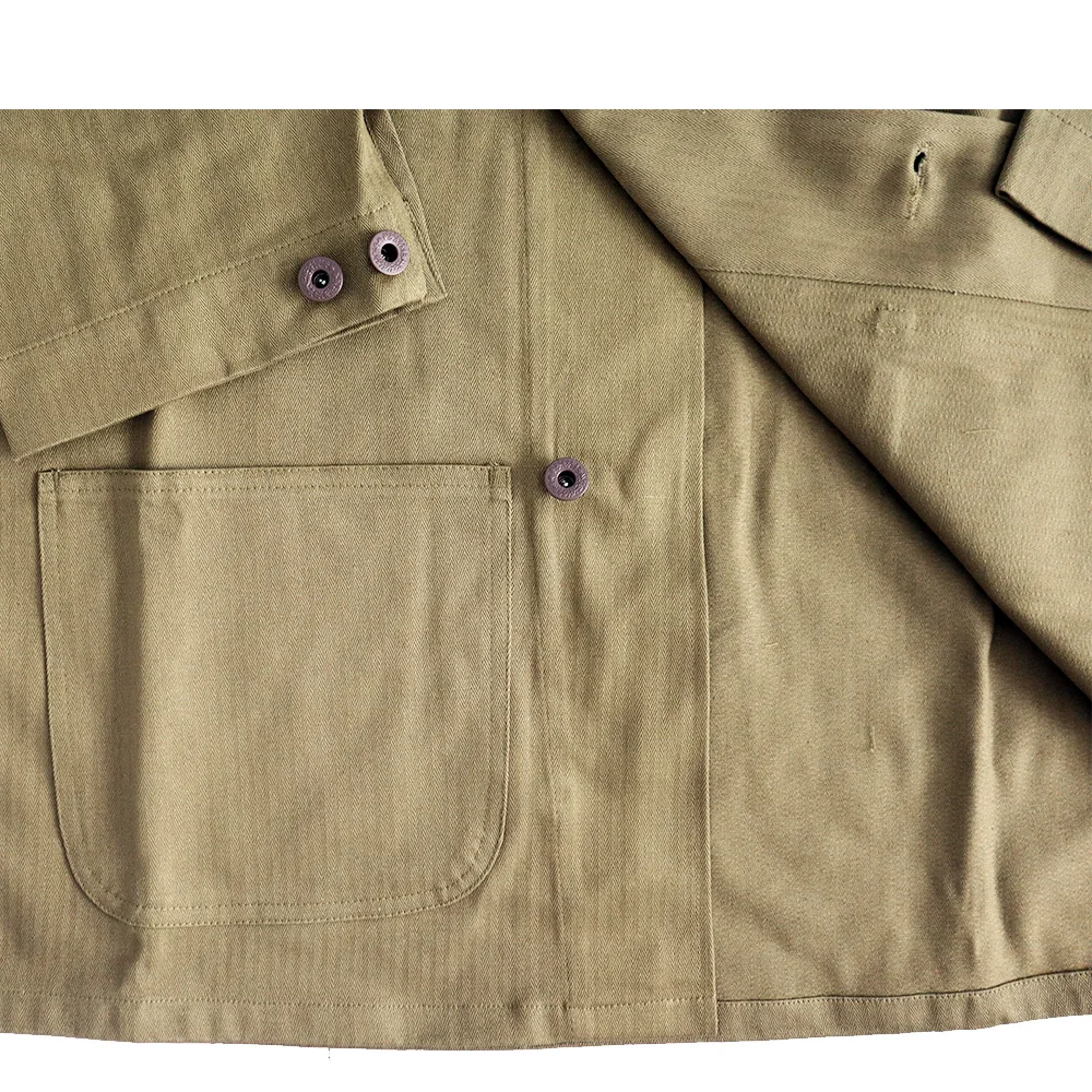 Chaqueta HBT USN de la Segunda Guerra Mundial para hombre, traje de madera contrachapada del ejército, camisa caqui para correr, chaqueta de entrenamiento al aire libre - imagen 5