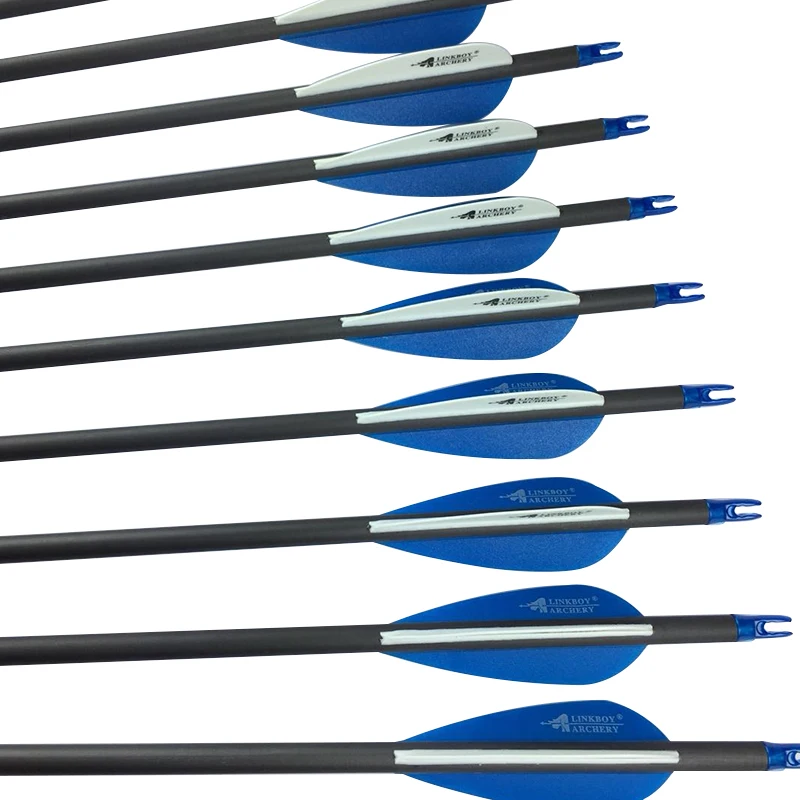 Linkboy-flechas de carbono para tiro con arco recurvo compuesto, varillas de flecha de 2,8 pulgadas, id6.2 mm, Spine400, caza, 6/12 piezas - imagen 3