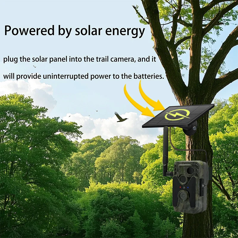 Cámara de rastreo 4G-LTE, batería Solar de 4MP, dispositivo de visión nocturna de caza 3PIR, alarma de detección de movimiento, cámara CCTV de seguridad para exteriores de 2,7K - imagen 5