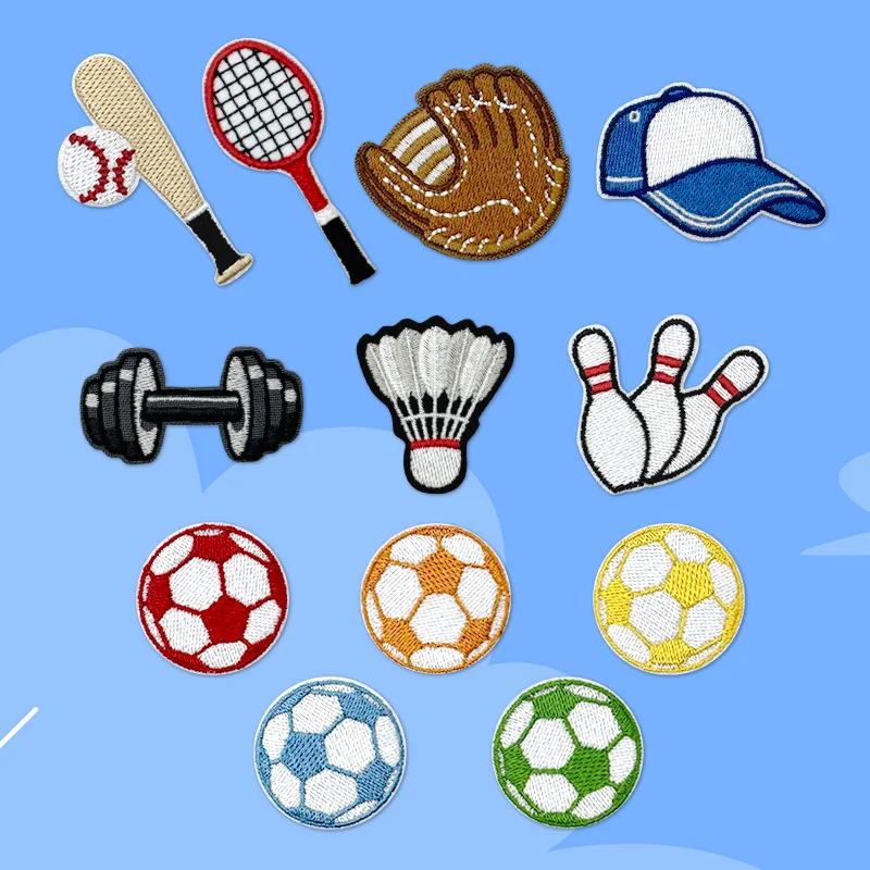 Parches bordados con logotipo de pelota deportiva, parches para planchar, Rugby, béisbol, baloncesto, parches para coser, apliques para ropa DIY, pantalones vaqueros, bolsos, sombrero, 5 uds. - imagen 2