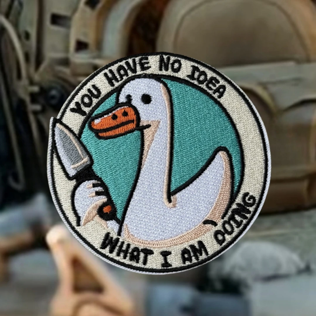 Parche táctico de moral "Silly Goose You Have No Idea What I Am Doing", pegatinas para mochila con brazalete de gancho y bucle bordado militar - imagen 3