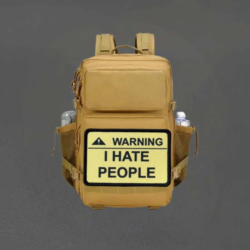 Parche con estampado de Chevron de advertencia I Hate People, chaleco táctico con gancho y bucle, insignia de moral, pegatinas para mochila, parches para brazalete para ropa