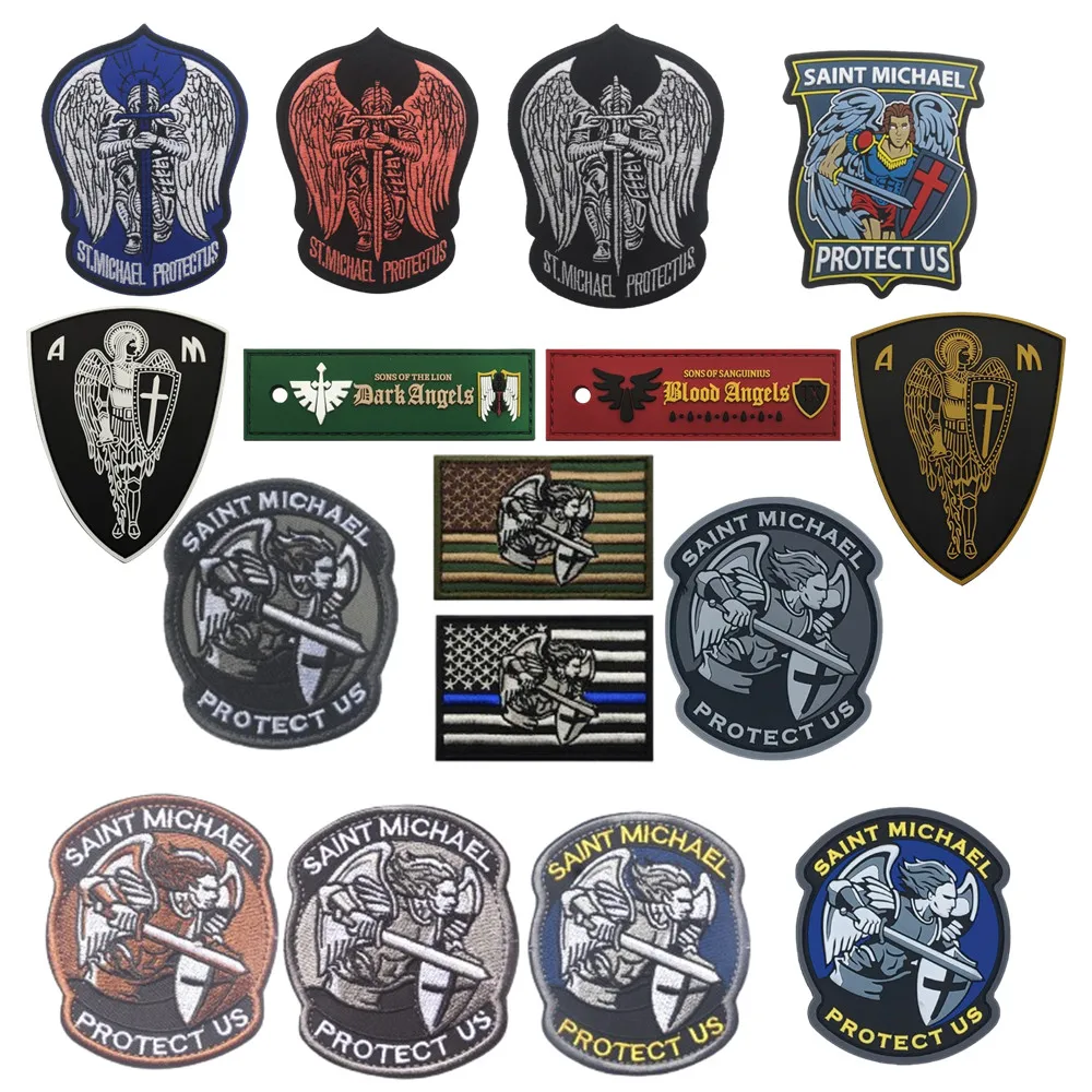 Parche Arcángel San Miguel, compilación de PVC, reflectante, Ángel bordado, gancho y bucle, insignia de moral, mochila, pegatinas tácticas