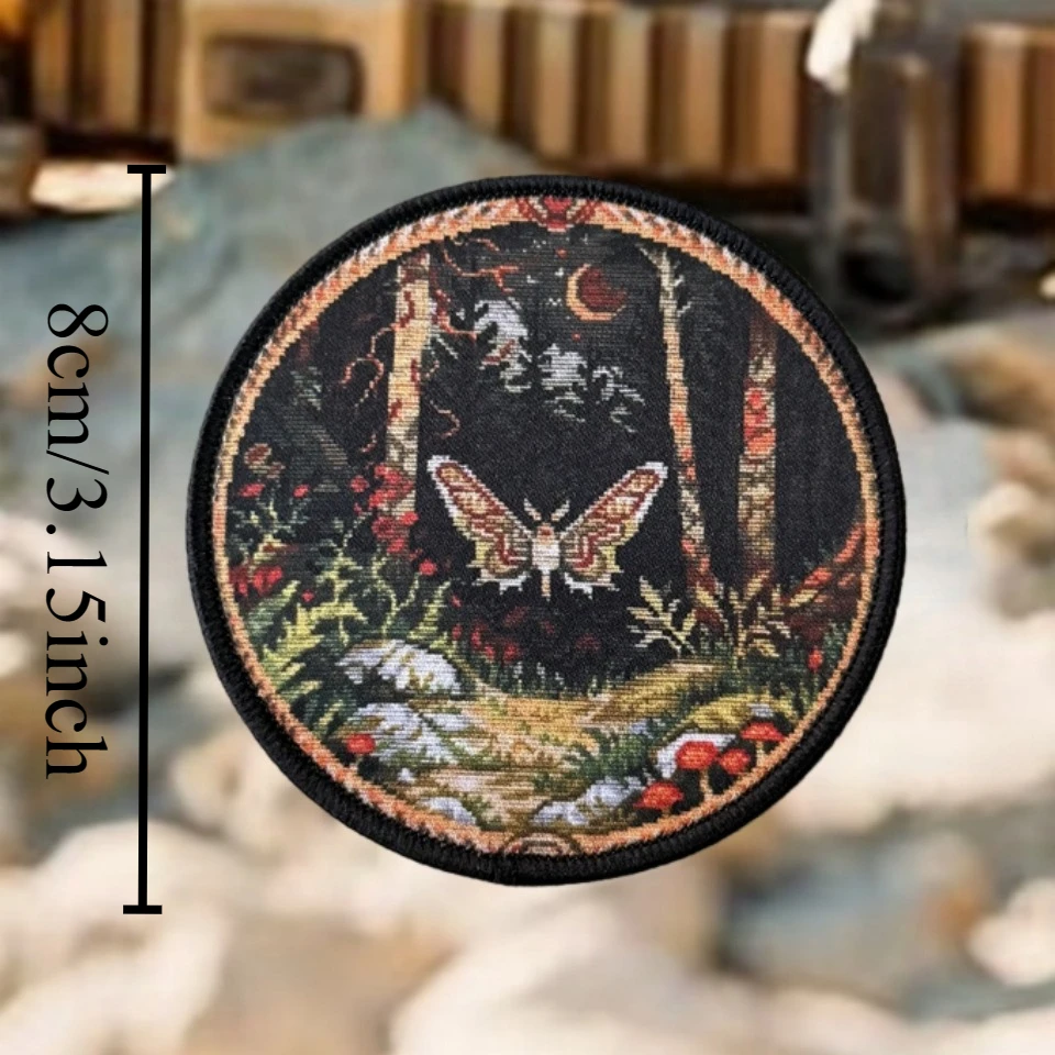 Parche táctico de moral sinfónica nocturna de mariposa, brazalete militar personalizado, parches de gancho y bucle impresos para ropa, pegatina para mochila - imagen 2