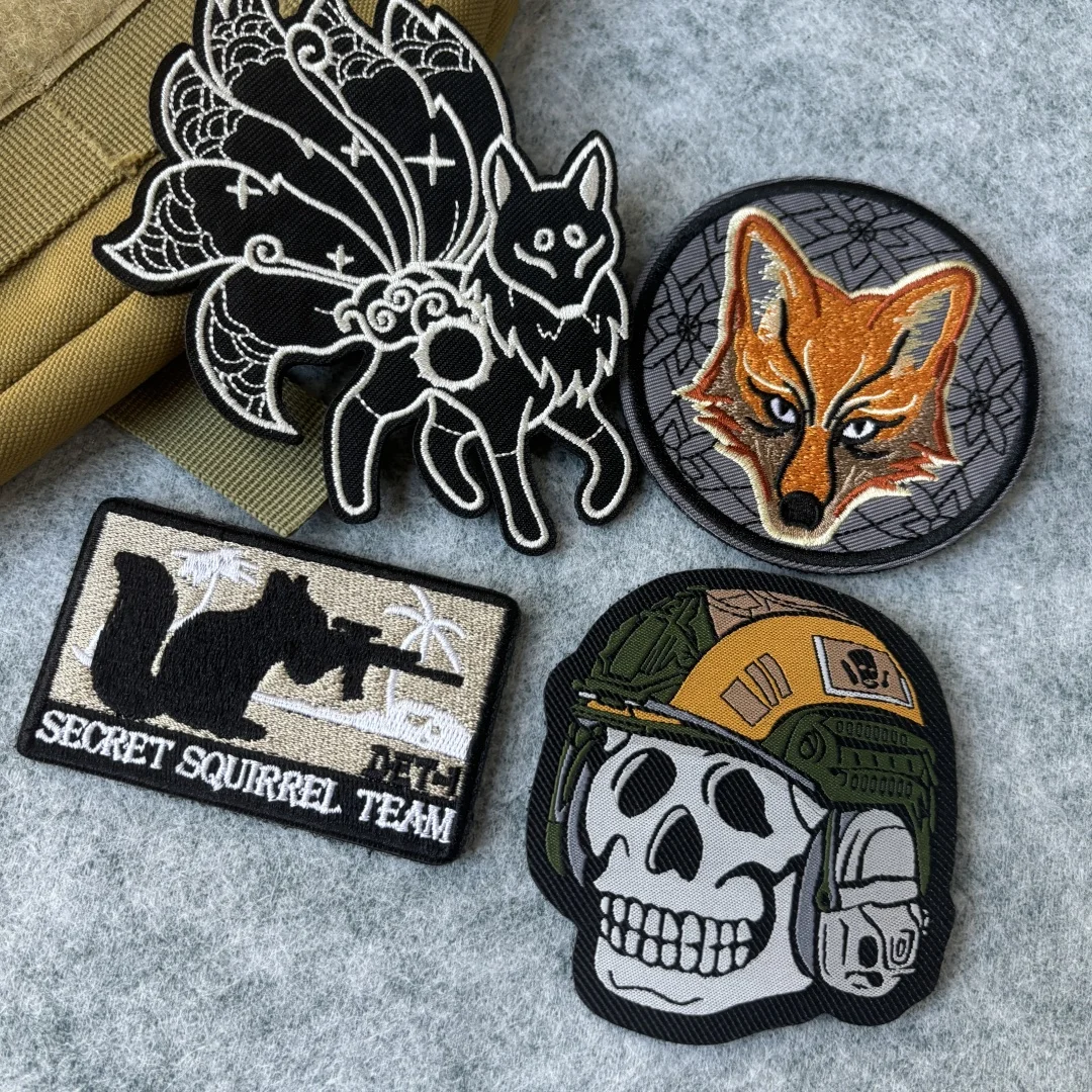 Parche bordado del equipo SECRET SQUIRREL, parche táctico con gancho y bucle de calavera, brazalete del ejército de zorro, insignia de moral militar, pegatinas para mochila - imagen 2