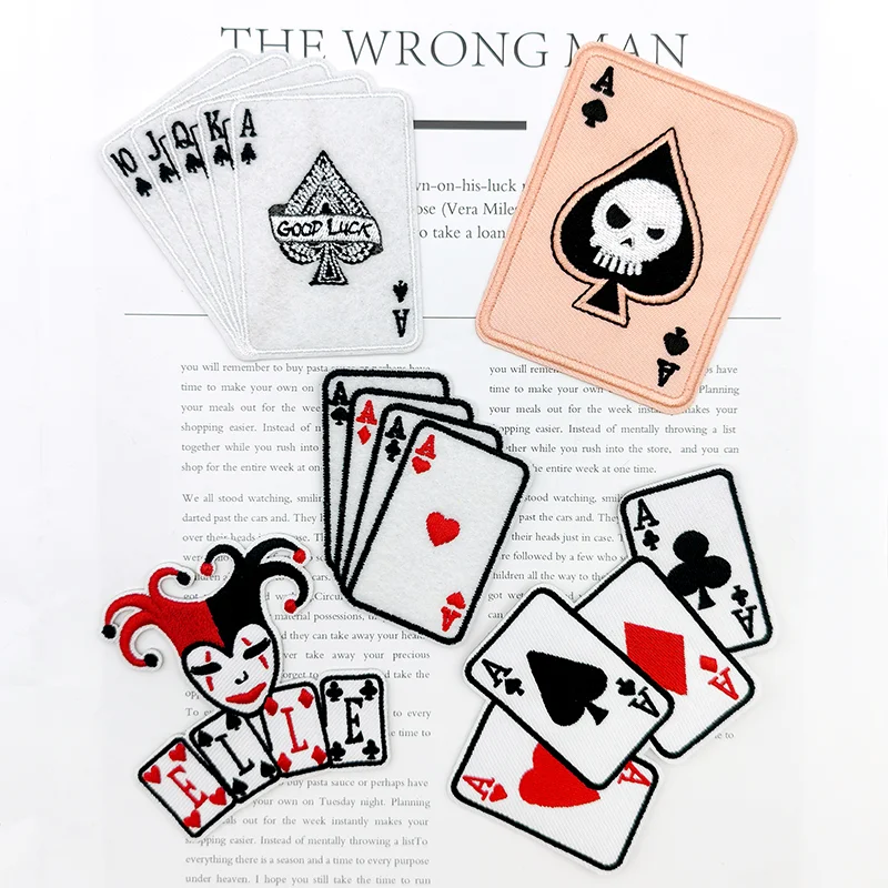 Parches bordados para planchar calavera y cartas de póker - imagen 5