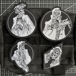 Insignia de moral de calavera Reaper, parche táctico bordado, esqueleto, soldado, gancho y bucle, brazalete militar, mochila, pegatina de muerte