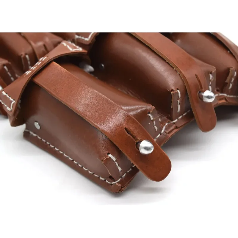 Accesorio de bolsa de revista de cuero Triple alemán K98 de recreación táctica - imagen 3