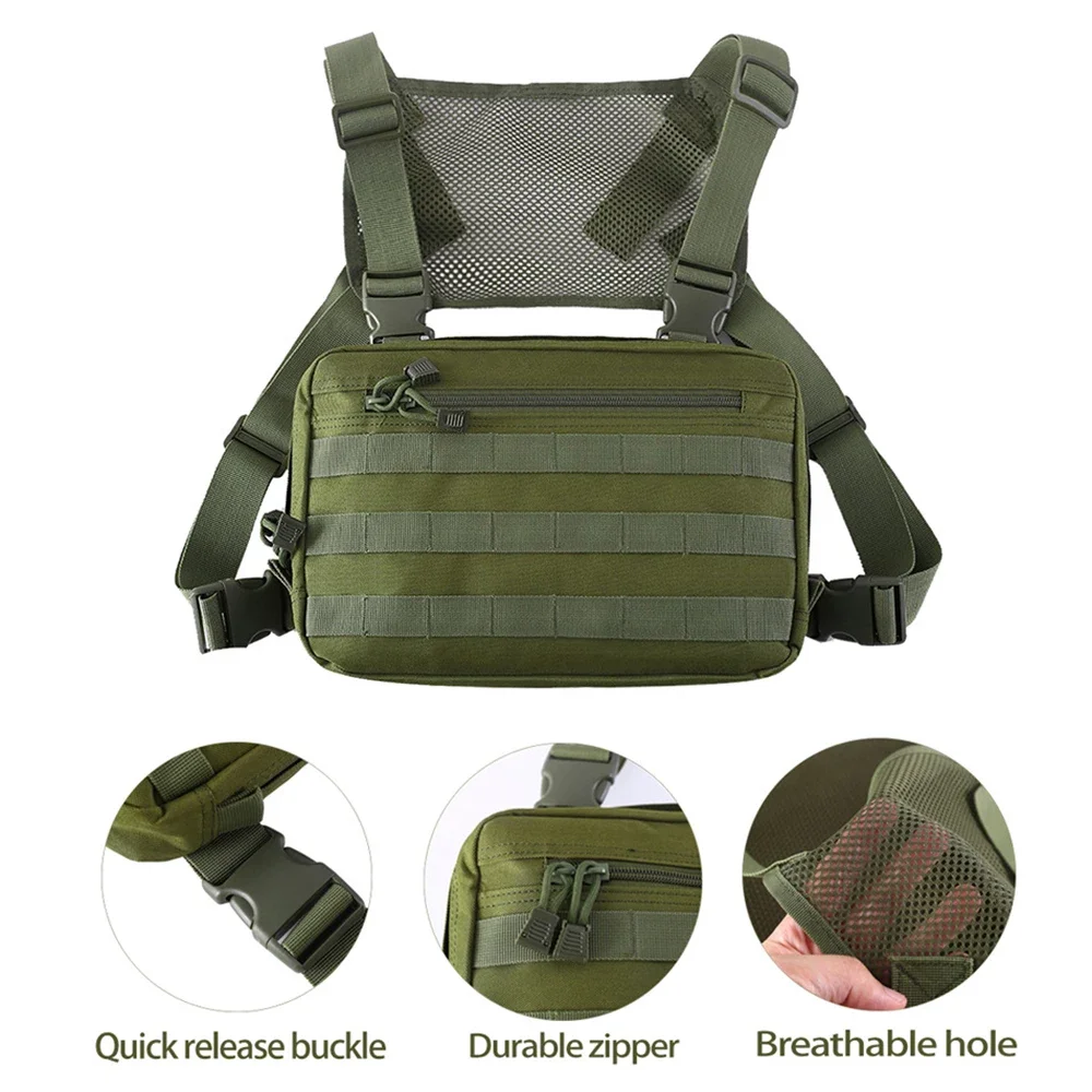 Chaleco táctico, Kit de reconocimiento, bolsa, función informal, paquete de aparejo de pecho, viajes al aire libre, ciclismo, Airsoft, caza, bolsas de transporte EDC - imagen 3