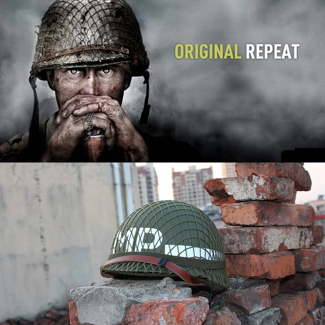 Perfect WW2 US Army M1 casco verde con Red/lona Chinstrap DIY Painting, adecuado para Airsoft Paintball Cosplay - imagen 5