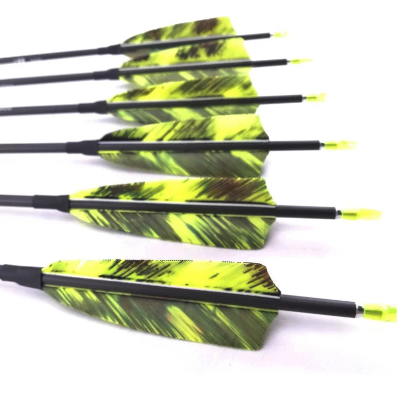 Flechas de carbono plumas pavo puntas nock para arco recurvo caza tiro - imagen 2