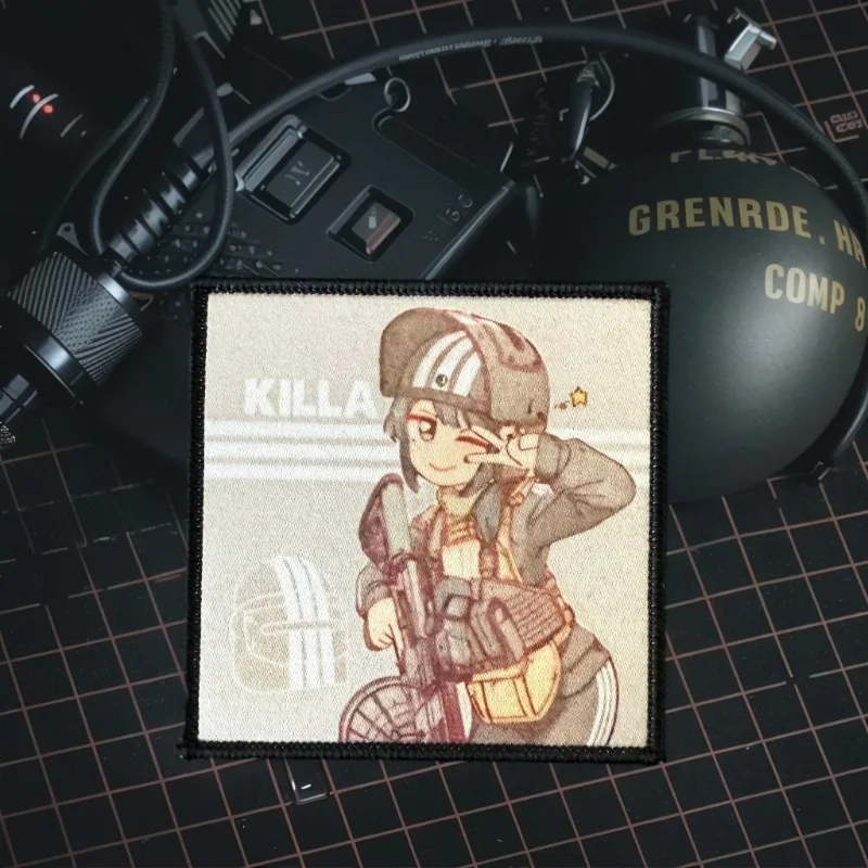 Parche táctico de Chica de Anime con gancho y bucle, brazalete militar, insignia de moral, parches para ropa, pegatinas para mochila - imagen 3
