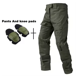 Uniforme táctico camuflaje ripstop con pantalón cargo y rodilleras