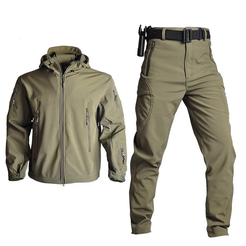 Conjuntos de camuflaje militar para hombre, chaquetas tácticas de concha suave y cálida, pantalones impermeables a prueba de viento para exteriores, trajes de piloto de vuelo del ejército, Invierno - imagen 5
