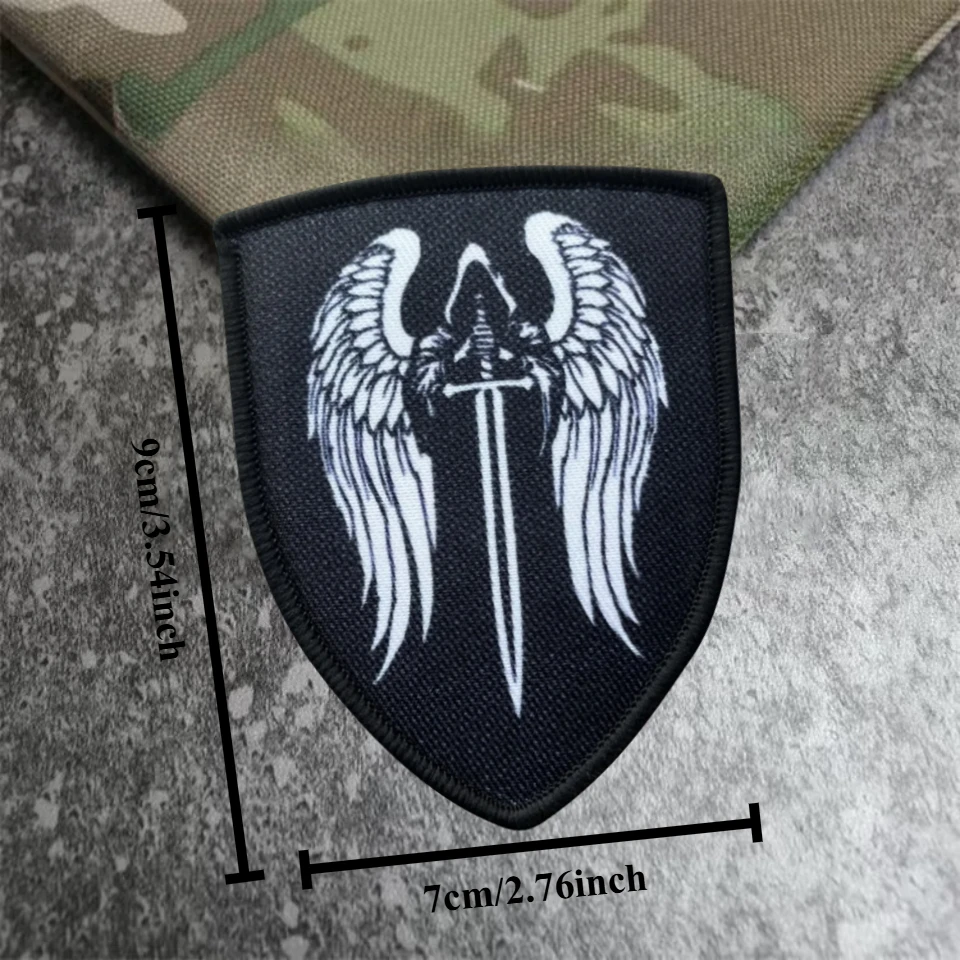 Parche táctico de Ángel puniente, emblema de gancho y bucle impreso, insignia de moral militar, brazalete, pegatinas para mochila - imagen 2