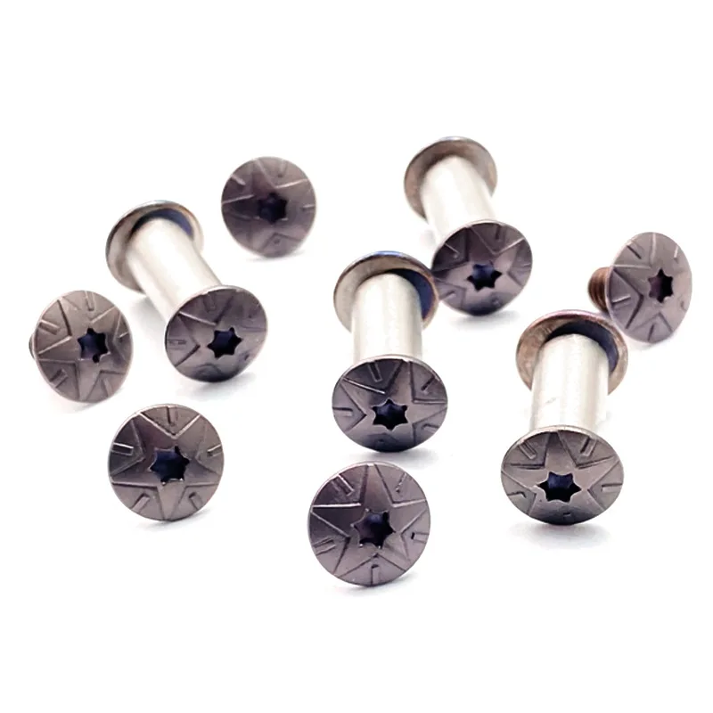 10 unids/lote 416 pares de mangos de cuchillo hechos de acero inoxidable tornillos M4 de bloqueo T8 tuerca Torx cabeza husillo remache de uñas piezas de sujeción de perno - imagen 2