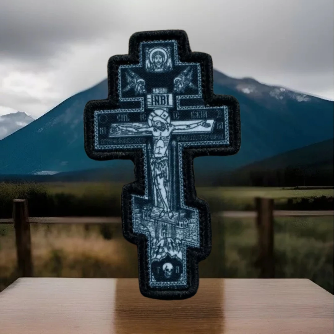 Parches de insignia de moral táctica de la cruz de Cristo, brazalete del ejército militar, gancho y bucle impreso, pegatina para mochila para ropa - imagen 4