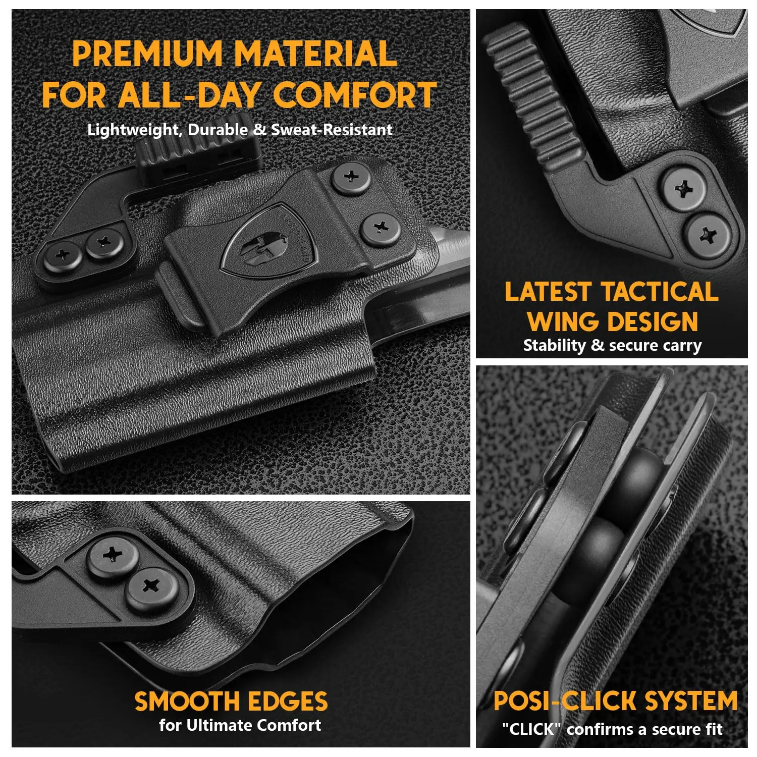 Para Glock 17,G19 Gen (3-5),G23,G32 Gen(3-4),G19X,G44,G45,IWB Kydex Holster, transporte de cintura interior, con garra, mano derecha - imagen 5