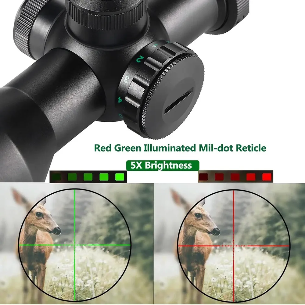 Mira telescópica para Rifle, visor óptico iluminado en rojo y verde, 5 brillos, Airsoft, mira de caza de puntería rápida, 3-9x40 - imagen 2
