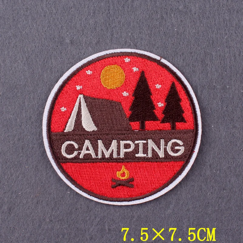 Parche de Camping para planchar en la ropa, parches de rayas para vacaciones, pegatinas de ropa, insignias de bucle de gancho de viaje DIY en mochila - imagen 5