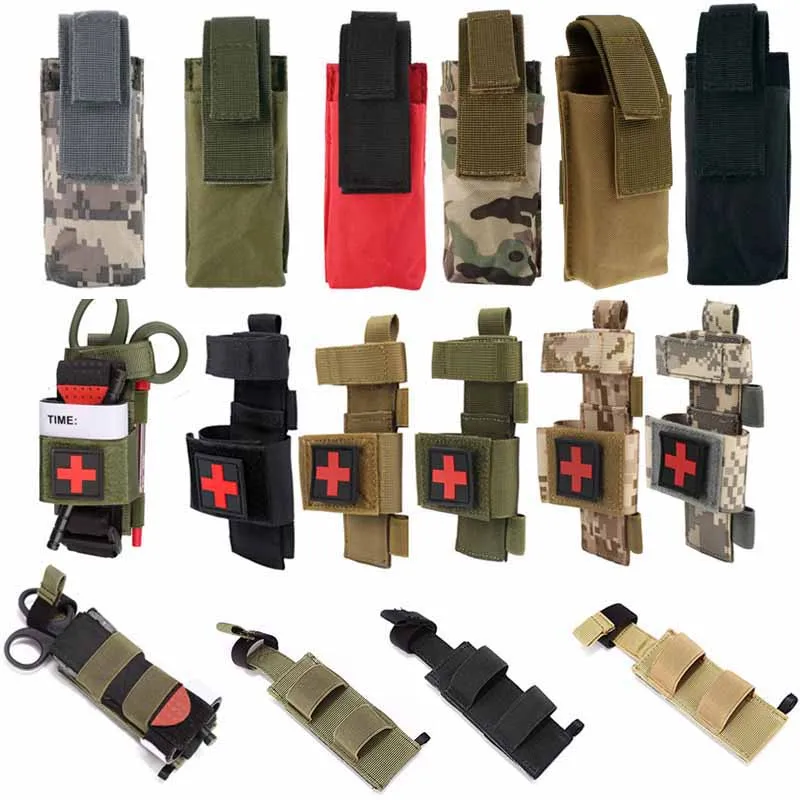 Kit de primeros auxilios Molle, bolsa de tijera médica, soporte de torniquete EDC de nailon, paquete de cintura, cuchillo, linterna, bolsa de herramientas de caza - imagen 3