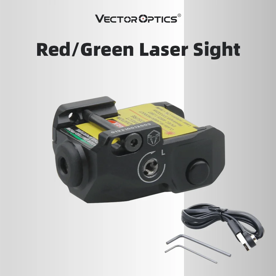 Mira láser de pistola de óptica vectorial, Mini luces láser tácticas de punto rojo y verde con USB recargable para tiro de autodefensa de pistola