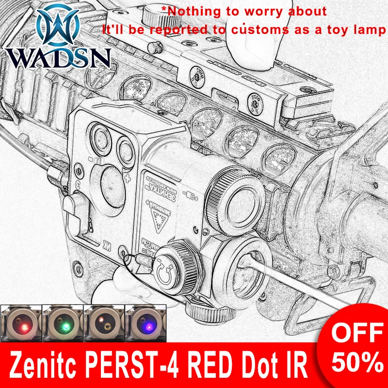 WADSN Perst-4 Green Dot Hunting Weapon Light CNC Metal Tactical Zenitc Perst 4 AR15 flashlight Red Blue Laser IR Pointer - imagen 2